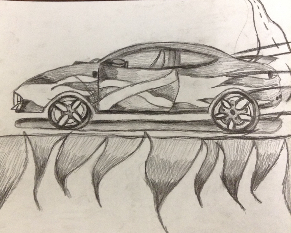 997x800 Pencil Drawing - Car Pencil Drawing