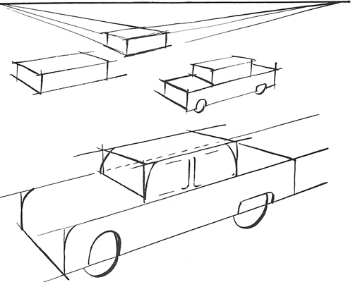 500x407 Simple Lesson In Perspective Drawing Drawing Tutorials - Car Perspective Drawing