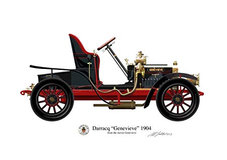 450x318 Darracq Vintage Car Profile Artwork, Glossy Photo Print - Car Profile Drawings