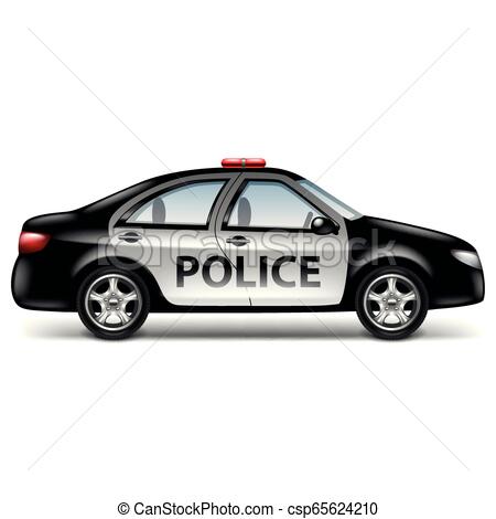 450x470 Police Car Profile Isolated On White Vector Illustration Police - Car Profile Drawings