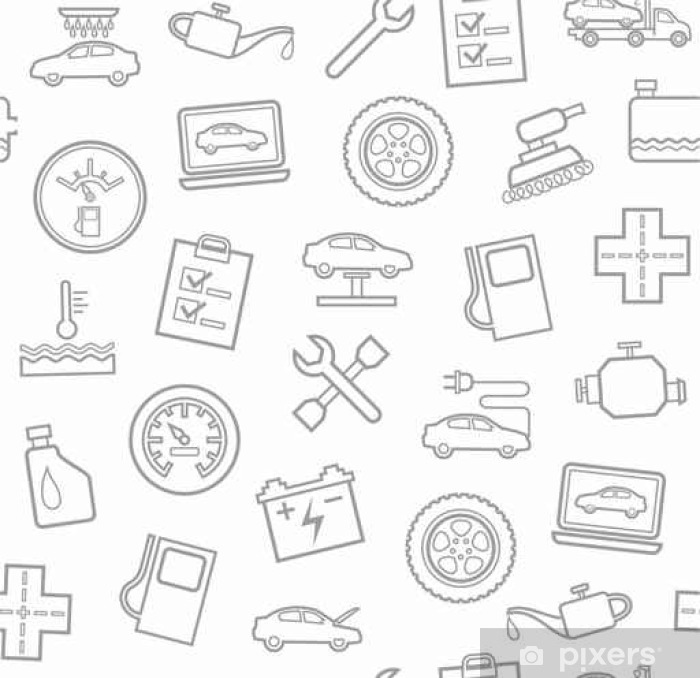 700x678 repair and maintenance of vehicles, seamless white background - Car Repair Drawing