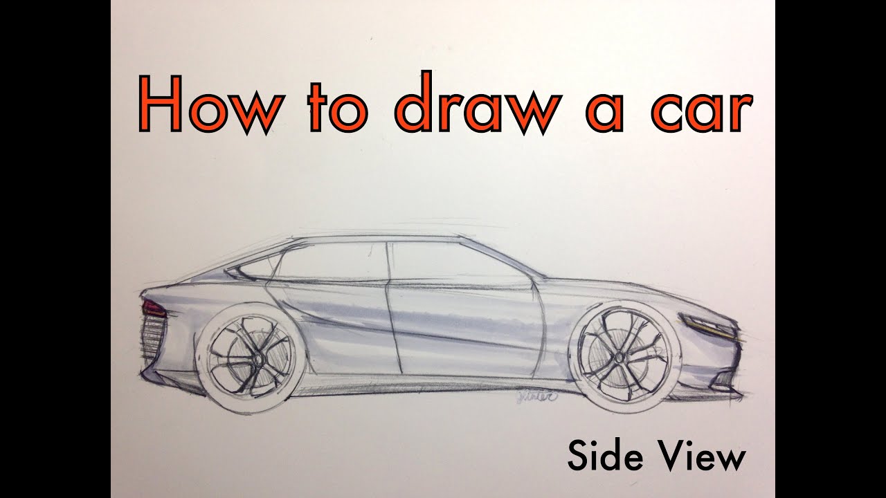 1280x720 How To Sketch A Car - Car Side Drawing