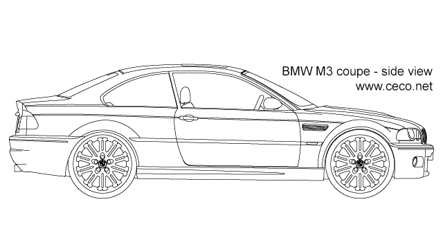 640x360 autocad drawing bmw coupe - Car Side Drawing