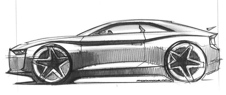 750x316 Car Side Sketch - Car Side Drawing