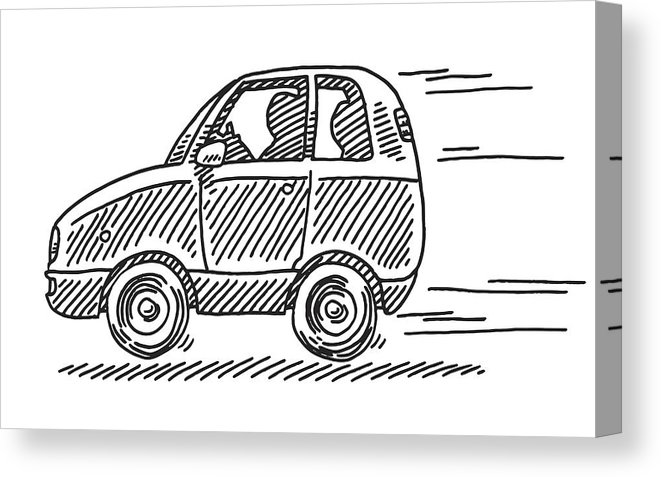 661x477 Driving Little Car Side View Drawing Canvas Print Canvas Art - Car Side View Drawing