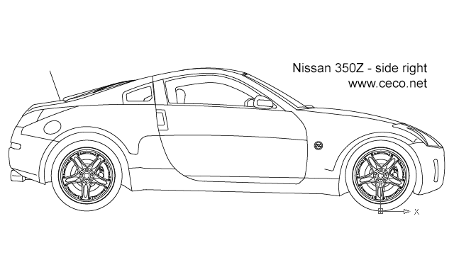 640x360 Autocad Drawing Nissan Sports Car Right Side Dwg - Car Side View Drawing