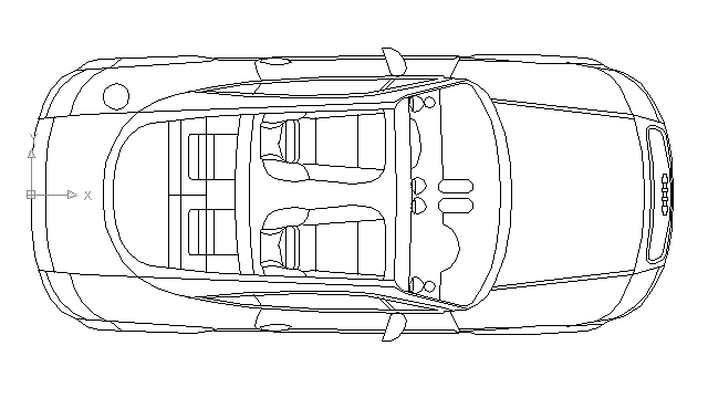 640x360 Autocad Drawing Audi Tt Roadste Convertible Dwg - Car Top View Drawing