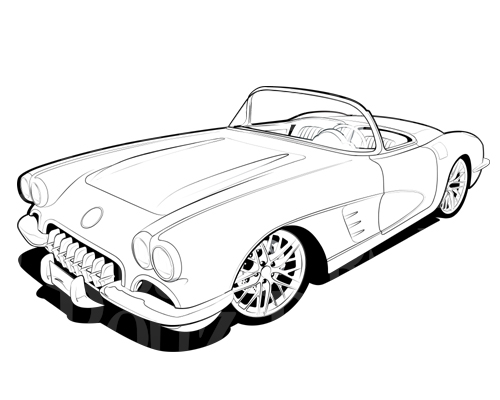 500x400 Art Cars Coloring Pages, Car Vector, Car - Car Vector Drawings