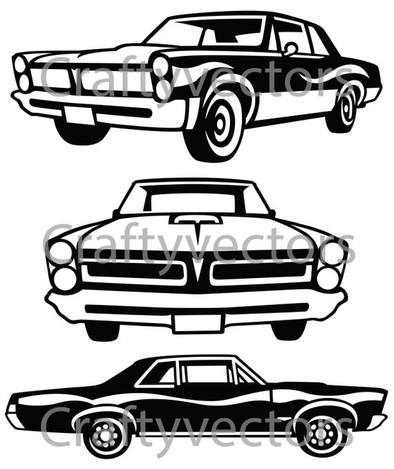 570x678 Pontiac Gto Car Vector Etsy - Car Vector Drawings