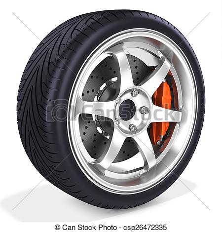 450x470 detailed car wheel with rim on white background - Car Wheel Drawing