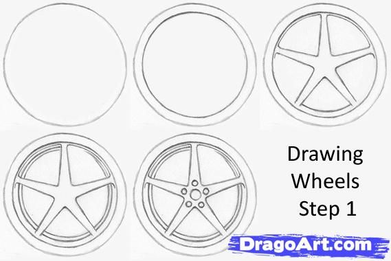 569x380 How To Draw Car Rims How To Draw Stencilsoutlinespatterns - Car Wheel Drawing