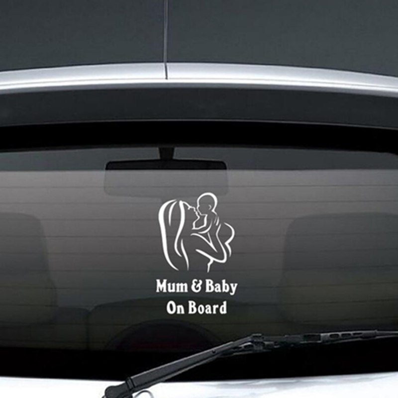 800x800 Sliverysea Mum And Baby On Board Stickers Car Styling Creative - Car Window Drawing