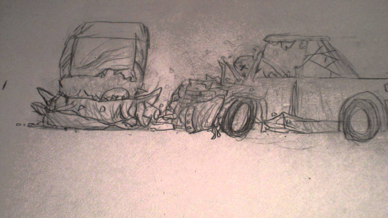 1280x720 hand drawn animation - Car Wreck Drawing