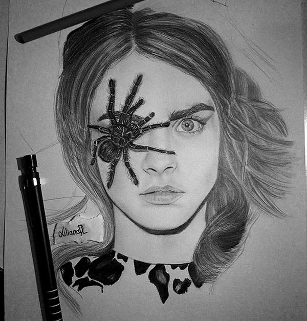 600x627 cara delevingne pencil drawing on wacom gallery - Cara Delevingne Drawing