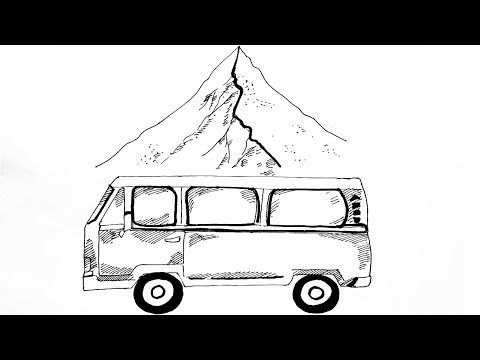 480x360 how to draw a camper van drawing caravan using pen pen drawing - Caravan Drawing