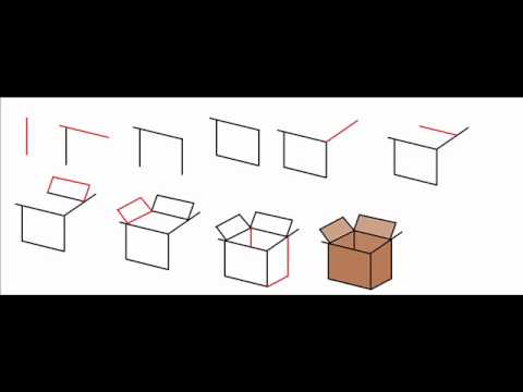480x360 how to draw a cardboard box step - Cardboard Box Drawing