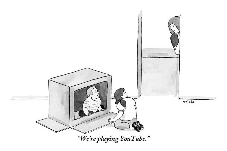 900x600 two kids playing with a cardboard box drawing - Cardboard Box Drawing