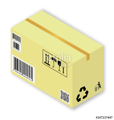 476x500 vector drawing of a cardboard box with marking stock photo - Cardboard Box Drawing