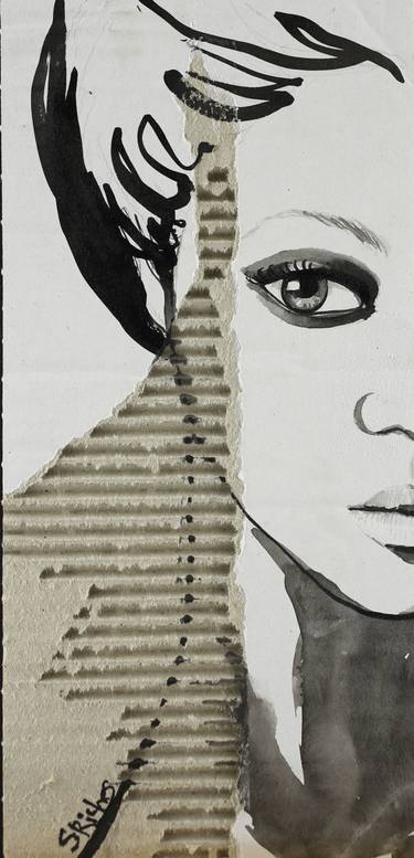 375x777 portrait on cardboard drawing - Cardboard Drawing