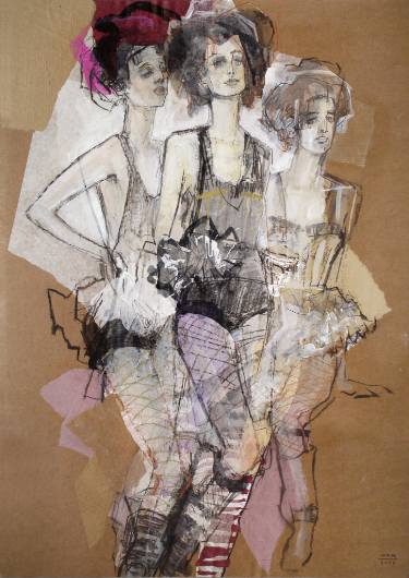375x530 three girls on cardboard drawing - Cardboard Drawing