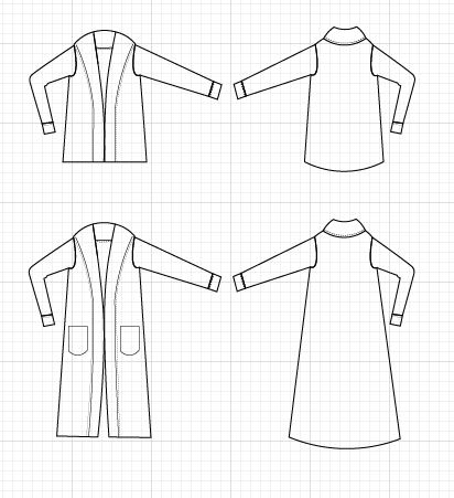 412x451 julia cardigan pdf sewing pattern - Cardigan Drawing