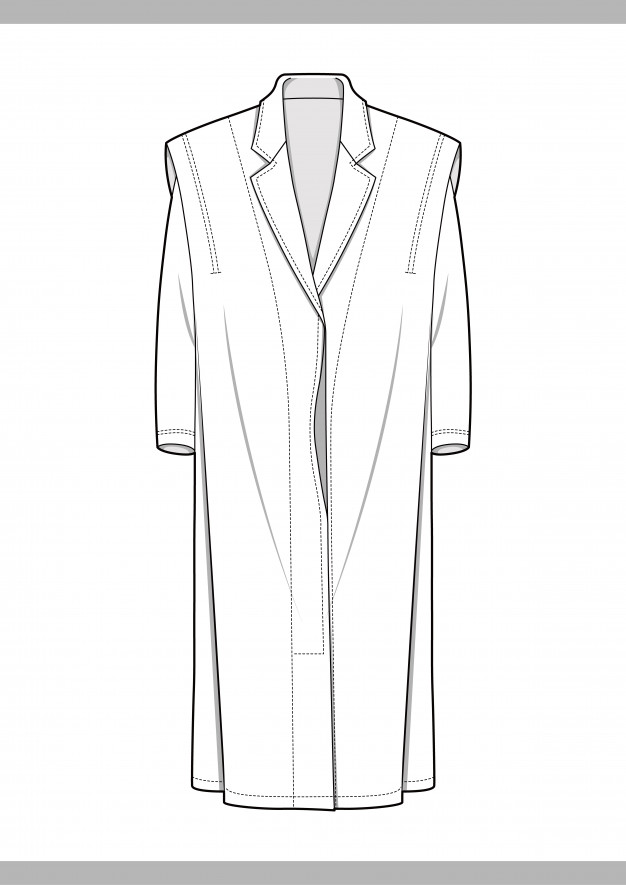 626x885 Jaket Outer Fashion Flat Technical Drawing Vector Template Vector - Cardigan Technical Drawing
