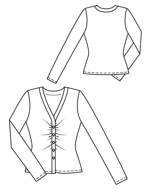 475x633 Lurex Cardigan - Cardigan Technical Drawing