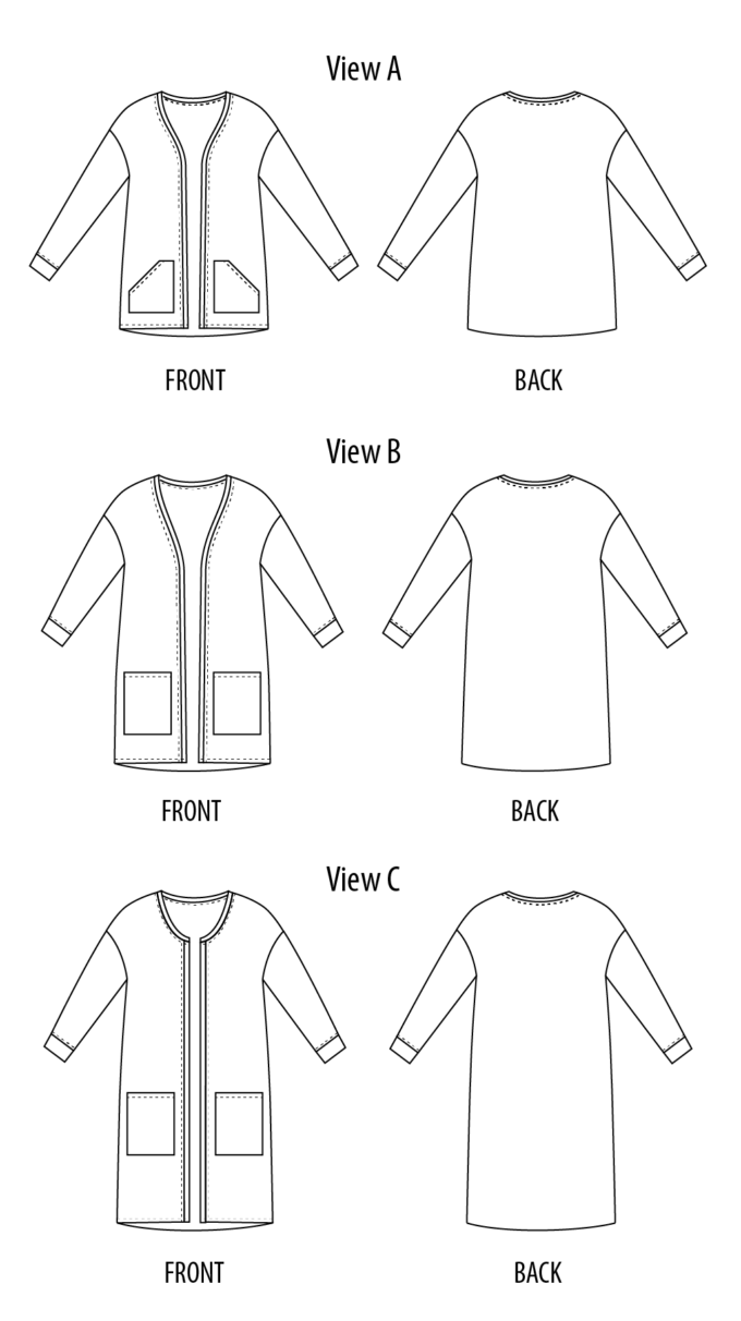 680x1212 Opal Coat Cardigan - Cardigan Technical Drawing