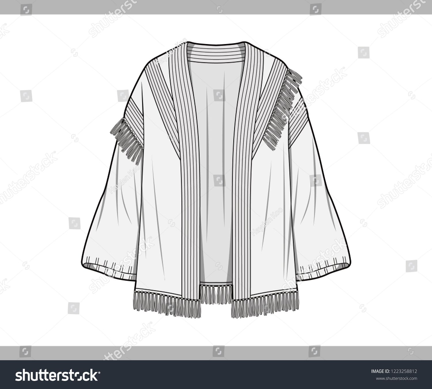 1500x1351 Sweater Cardigan Fashion Technical Drawings Flat Sketches Vector - Cardigan Technical Drawing