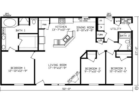 480x360 silver creek homes, inc in elkhart, indiana floor plan - Cardigan Technical Drawing