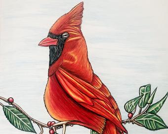 340x270 cardinal drawing etsy - Cardinal Drawing