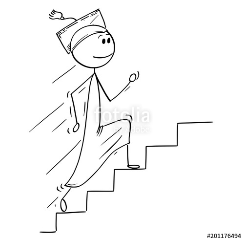500x493 cartoon stick man drawing conceptual illustration of graduate - Career In Drawing