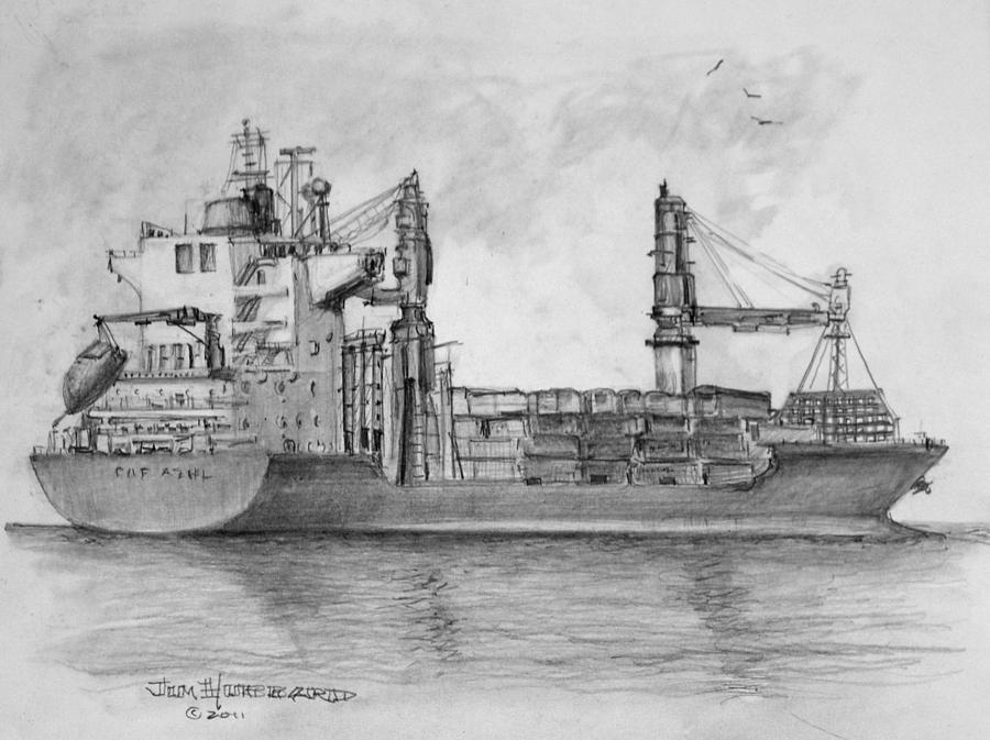900x673 container ship drawing - Cargo Drawings