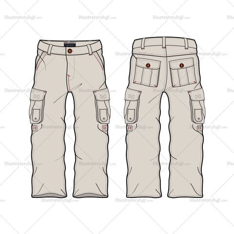 480x480 men's cargo pant fashion flat template - Cargo Drawings