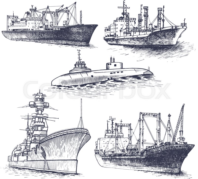 800x723 set cargo ships and lighthouse vector stock vector colourbox - Cargo Drawings