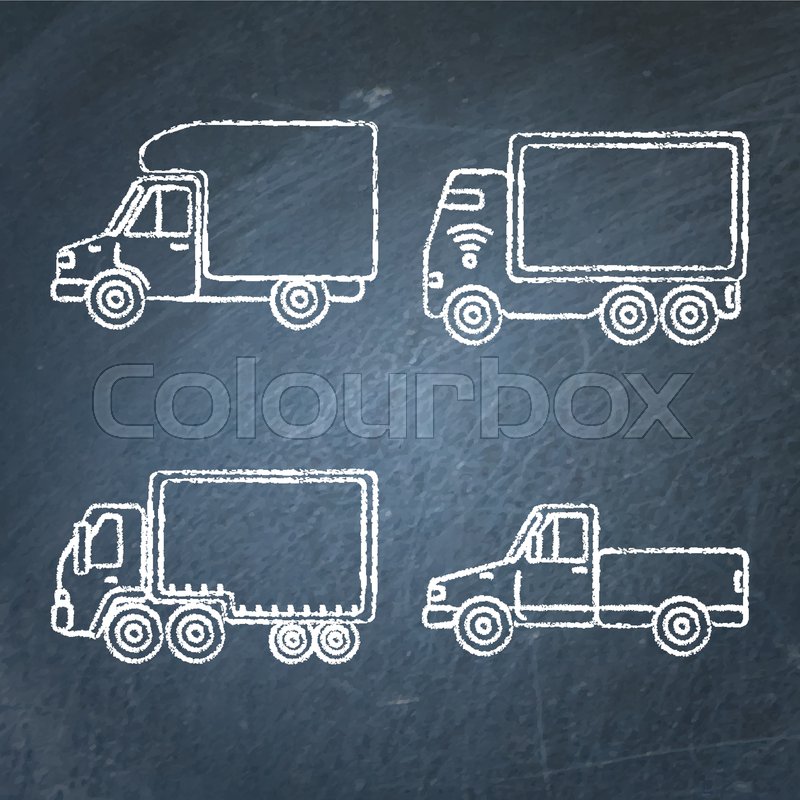 800x800 Set Of Truck Icons Sketches On Stock Vector Colourbox - Cargo Drawings