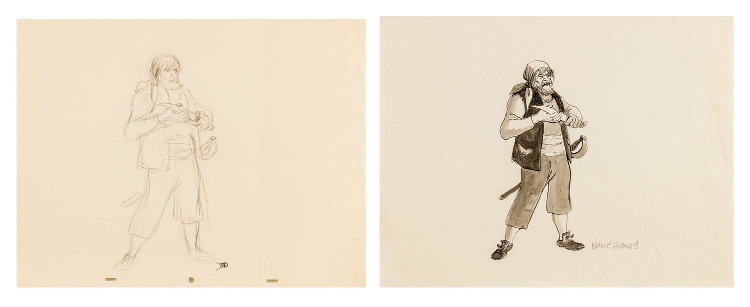 1500x615 pair of pirates of the caribbean marc davis drawings - Caribbean Drawings