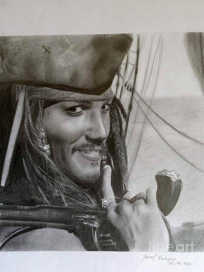 675x900 pencil drawing pirate of the caribbean johnny depp drawing - Caribbean Drawings