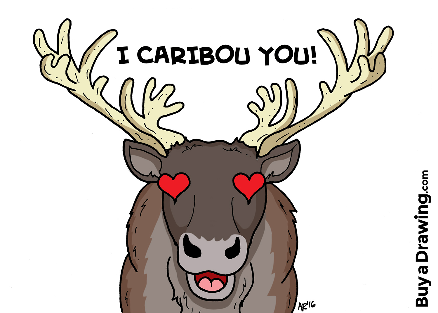 1500x1071 I Love You Caribou Cartoon Drawing - Caribou Drawing