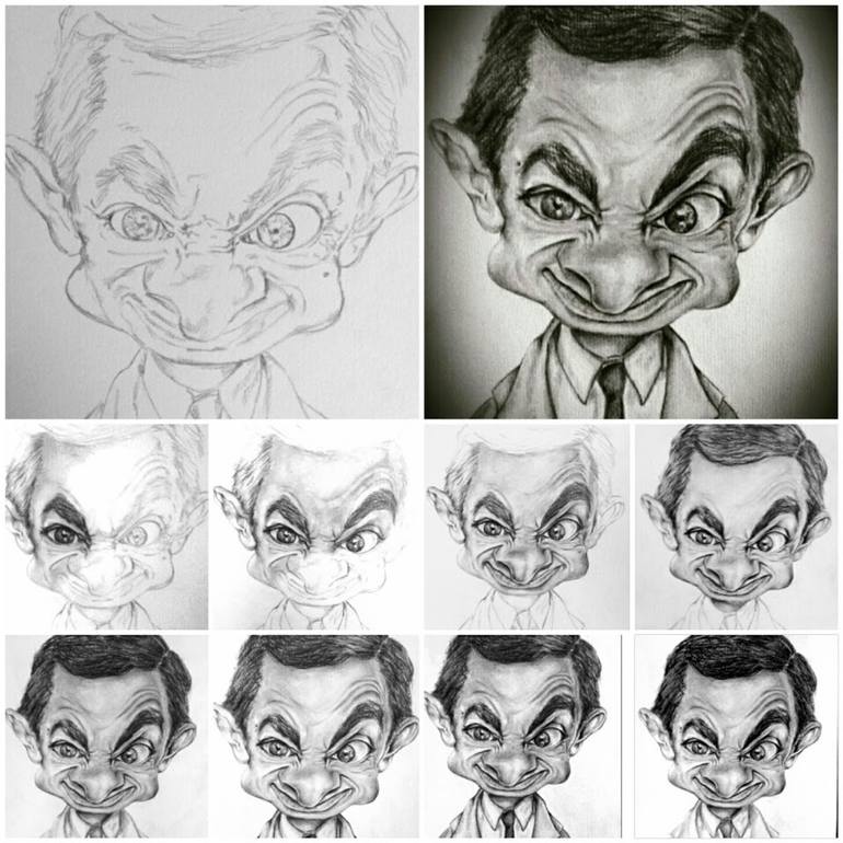 770x770 caricature of mr bean drawing - Caricature Drawing