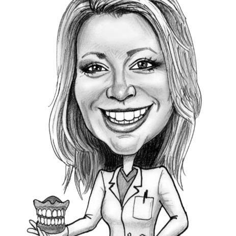 463x463 printable caricature of dentist for dental stickers, gifts, logotypes - Caricature Drawing