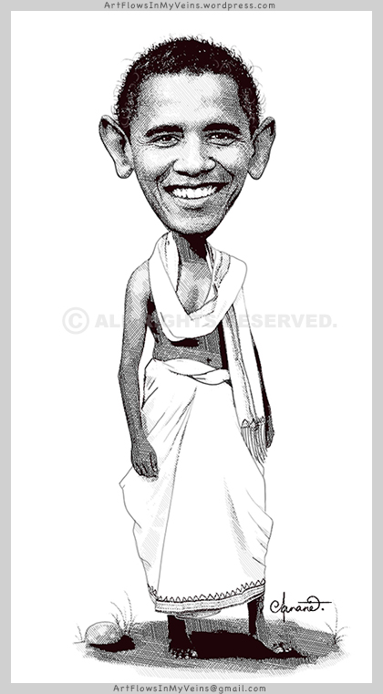420x761 president barack obama in his indian villager avatar - Caricature Drawing Of Barack Obama