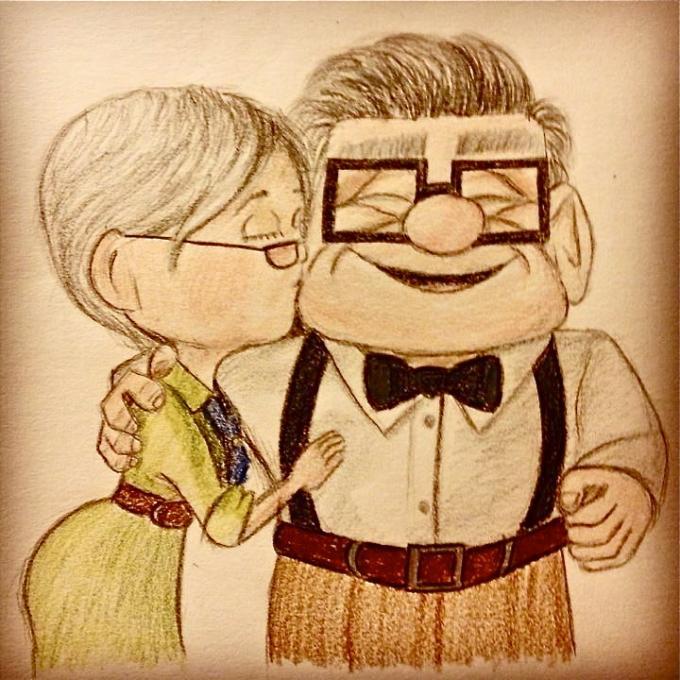 680x680 carl and ellie fairy tale characters drawings pictures - Carl And Ellie Drawing