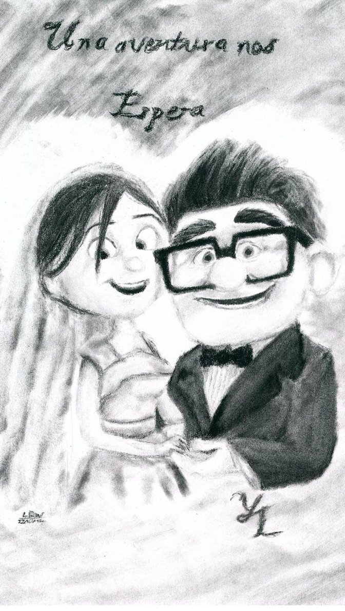 672x1189 Ellie And Carl Realistic Drawing Drawing Skill - Carl And Ellie Drawing