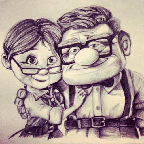 500x500 Ellie Carl Via Tumblr On We Heart It - Carl And Ellie Drawing