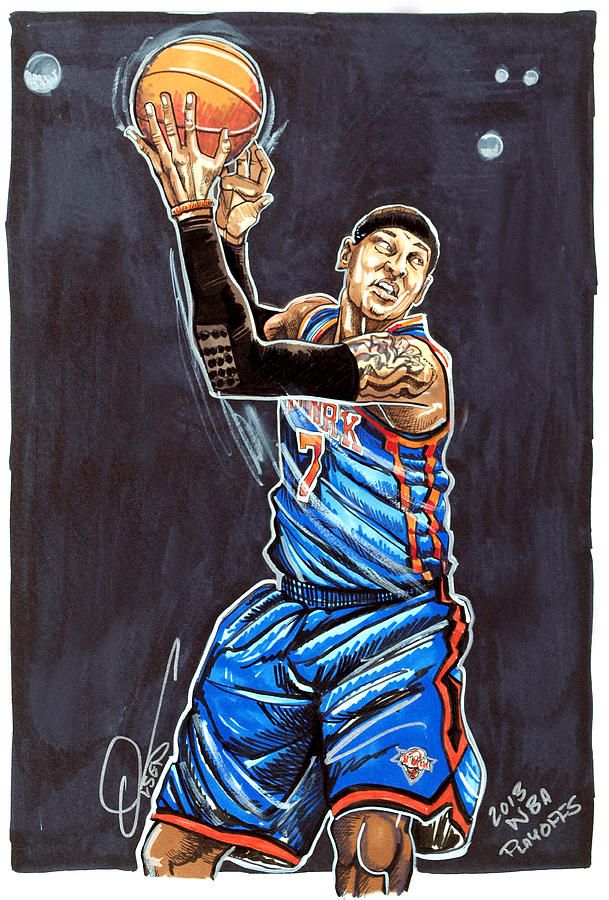 609x900 Found On Google From Melo Nba, Basketball - Carmelo Anthony Drawing