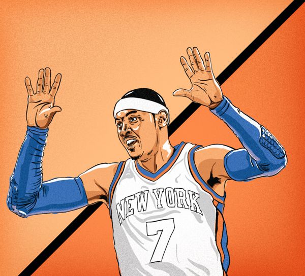 600x544 Nba Illustrations On Behance - Carmelo Anthony Drawing