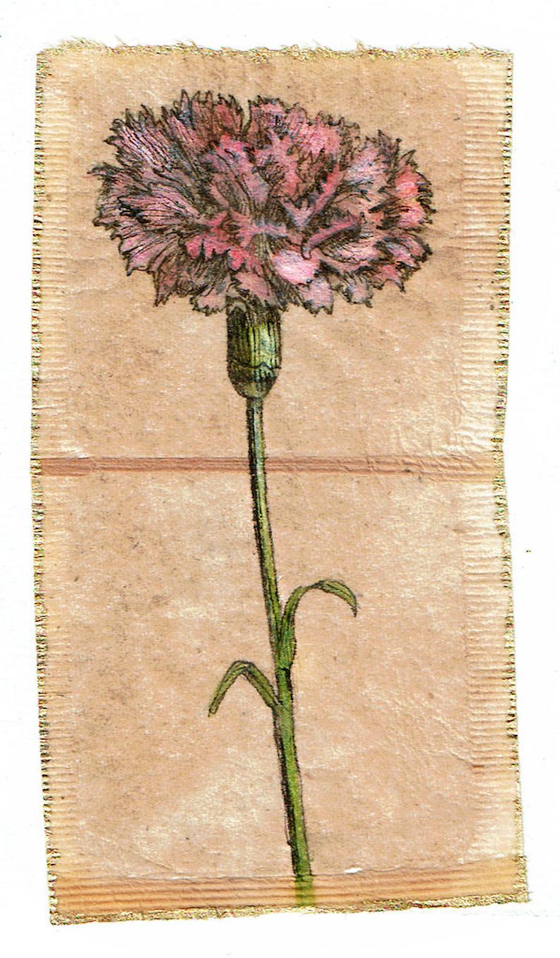 794x1357 flower painting on teabag carnation drawing floral art etsy - Carnation Drawing