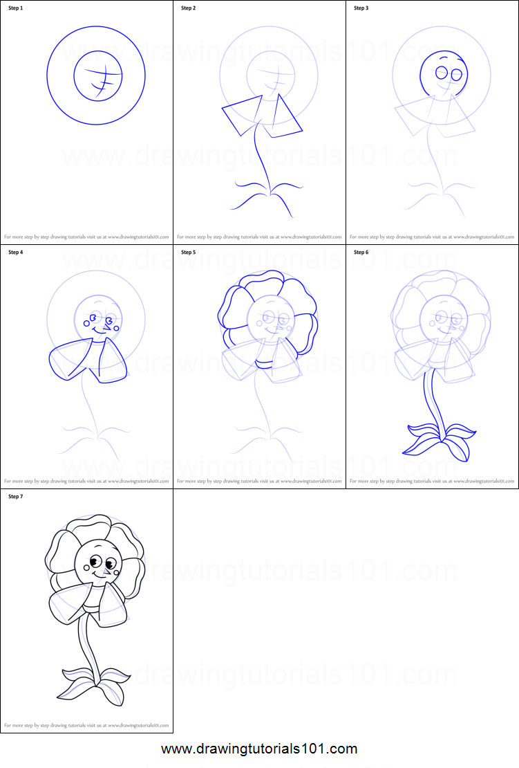 751x1110 how to draw cagney carnation from cuphead printable step - Carnation Drawing Step By Step