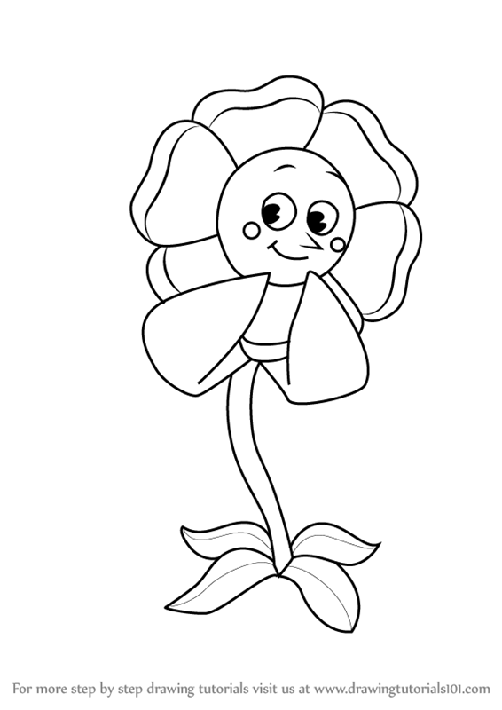 566x800 learn how to draw cagney carnation from cuphead - Carnation Drawing Step By Step